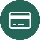Icon of back of library card in green - Get a Library Card Quicklink