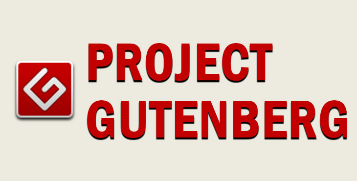 Project Gutenberg logo in red.