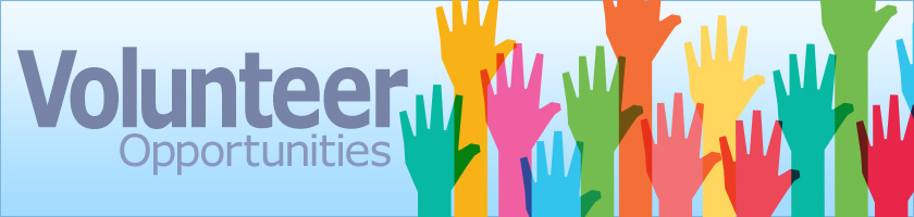 Volunteer Opportunities with multicolor hands