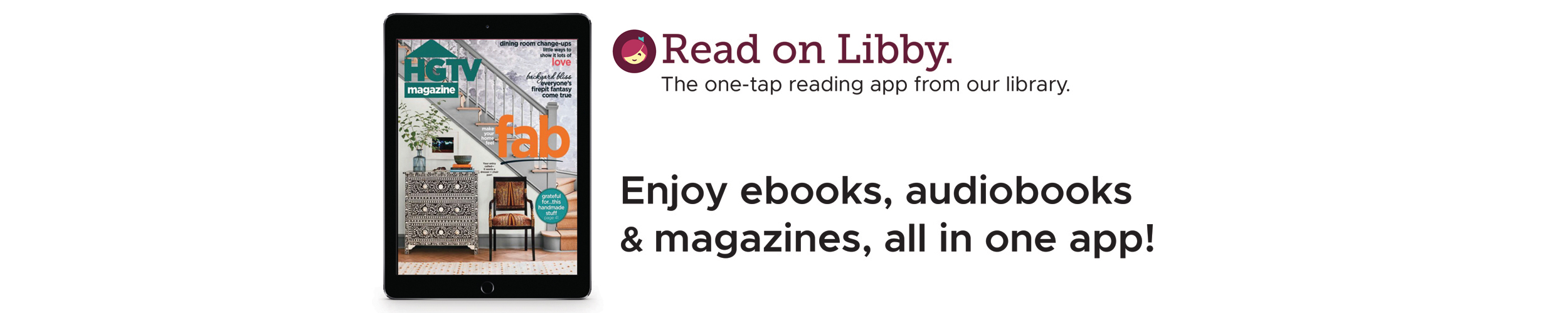 tablet with emagazine displayed "Read on Libby"