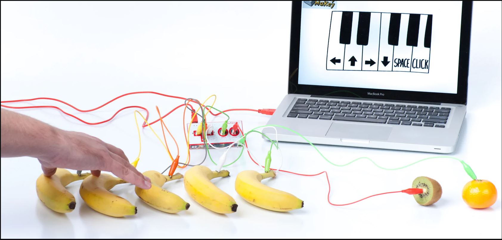 computer with bananas
