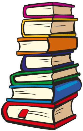 Illustration of a large stack of books.
