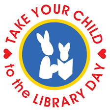 Image of "Take your Child the the Library" logo with rabbits reading 