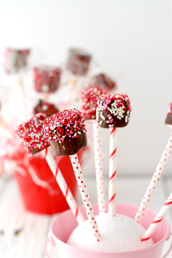 Image of chocolate covered marshmallows on a stick