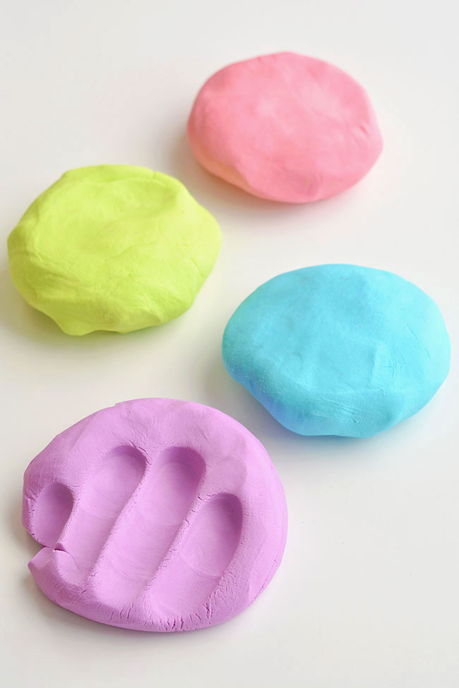 Image of pastel colored playdough.