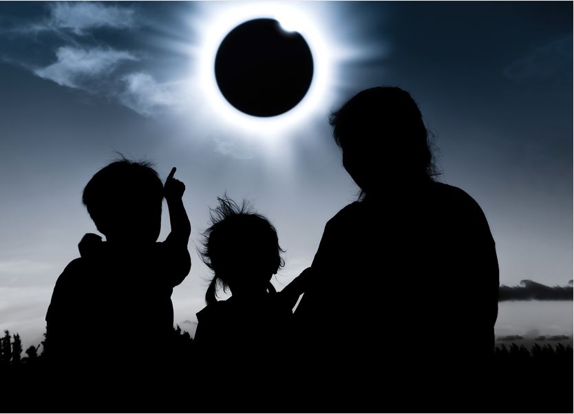 Image of family watching a solar eclipse.