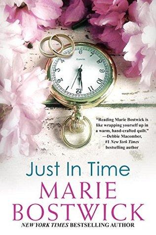 Just in Time by Marie Bostwick book cover with pocket watch and flowers.