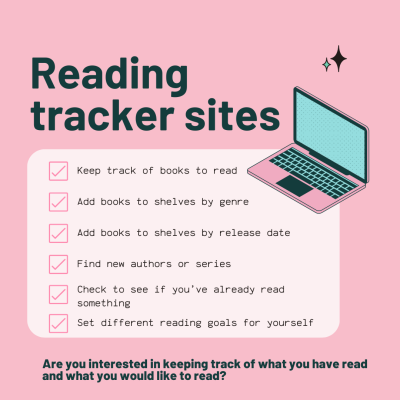 Graphic listing reasons to use reading tracker sites