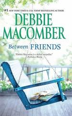 Between Friends by Debbie Macomber book cover with blue porch swing.
