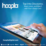 person scrolling hoopla on a tablet