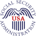 USA Social Security Administration seal with blue eagle. 