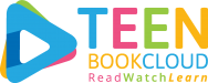 Teen BookCloud logo. Read, Watch, Learn with multicolor triangles. 