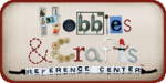 Hobbies & Crafts Reference Center logo with buttons, embroidery, and other craft supplies. 