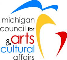 Michigan Council for Arts & Cultural Affairs logo with abstract map of Michigan.